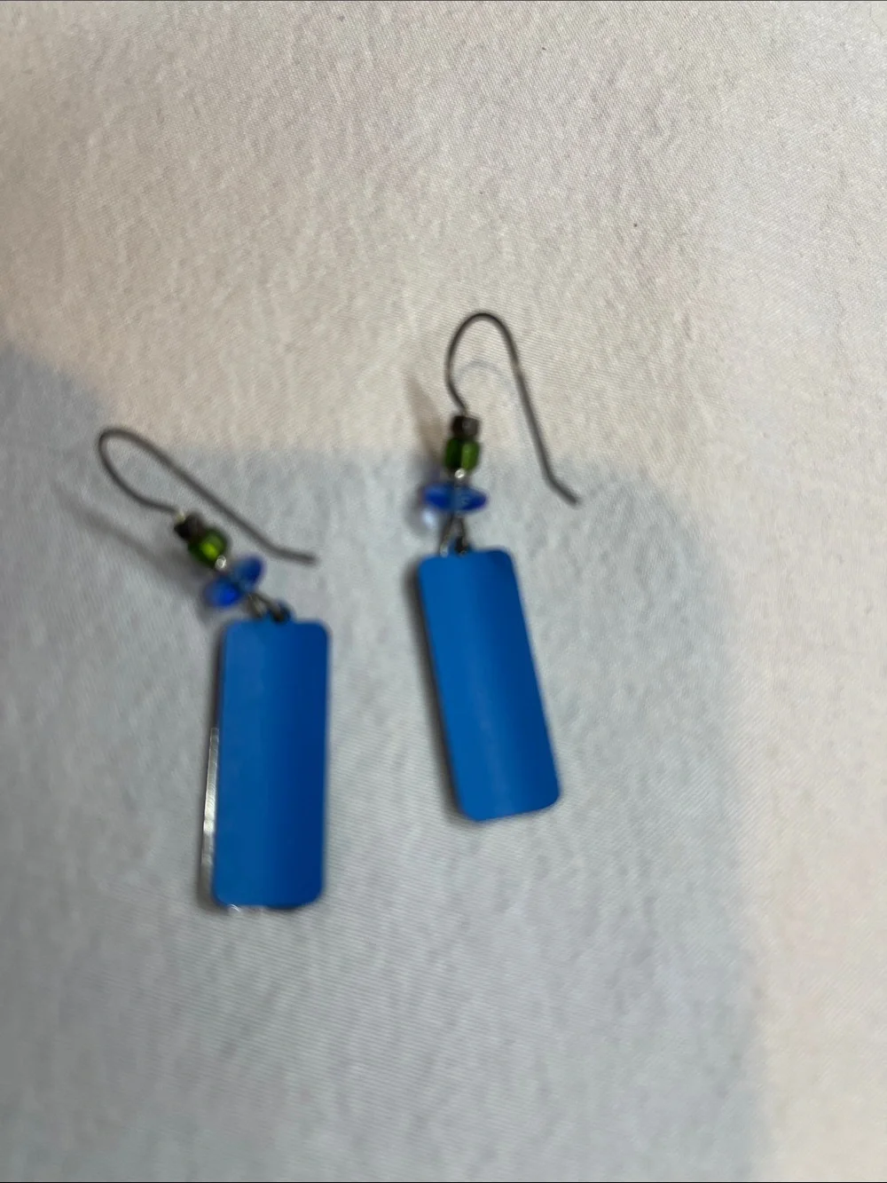 Adajio Green Valley & Blue Sky Enamel Dangle Earrings Boho Artisan